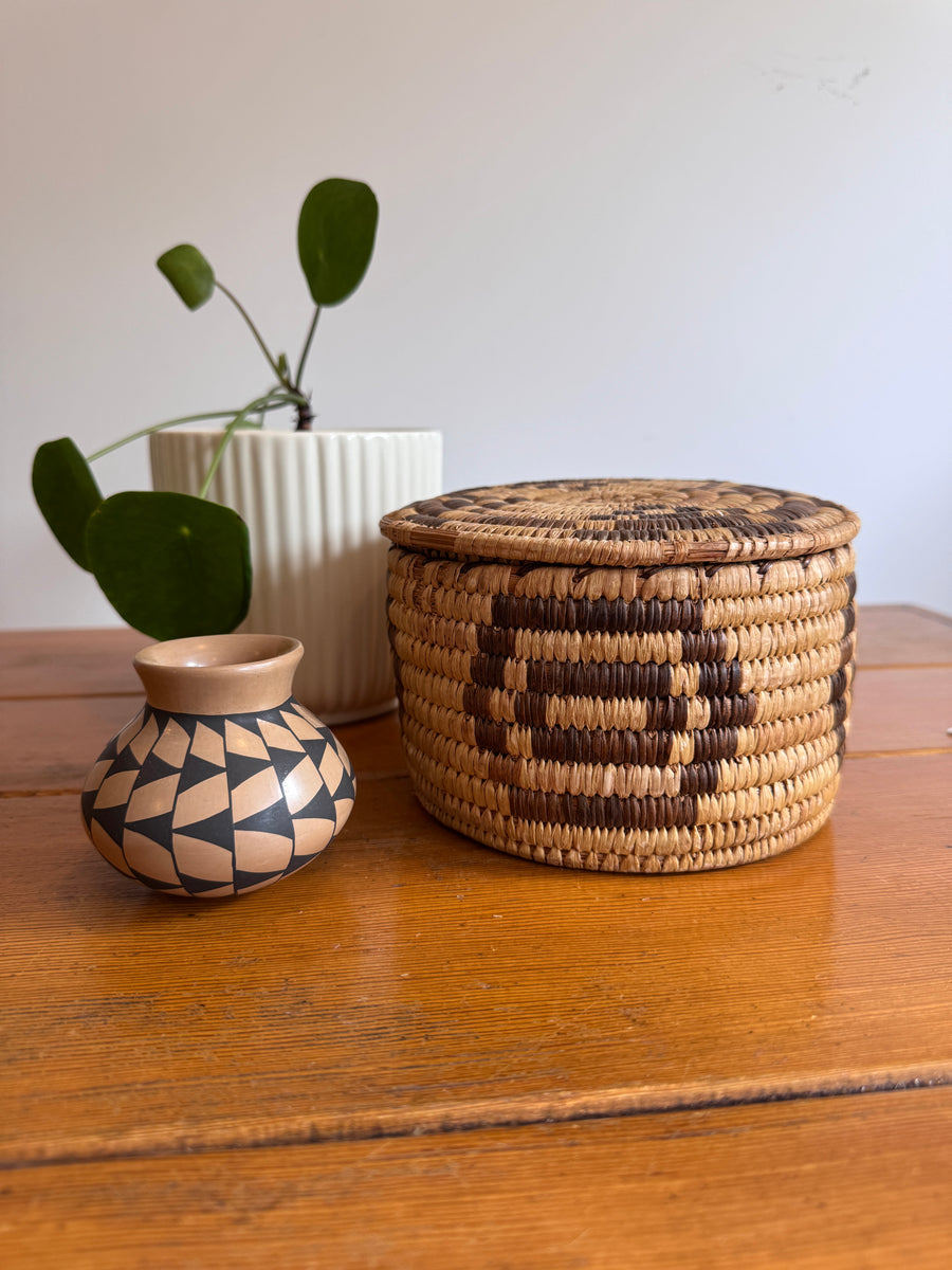 Native Basket and Clay Pot Ceramic Vase Sold Separately