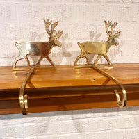 Brass Reindeer Stocking Holder Hooks Set of 2