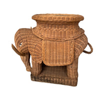 Woven Wicker Elephant Side Table Plant Stand Vintage