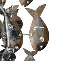 Midcentury School of Fish Metal Wall Art Brutalist Sculpture