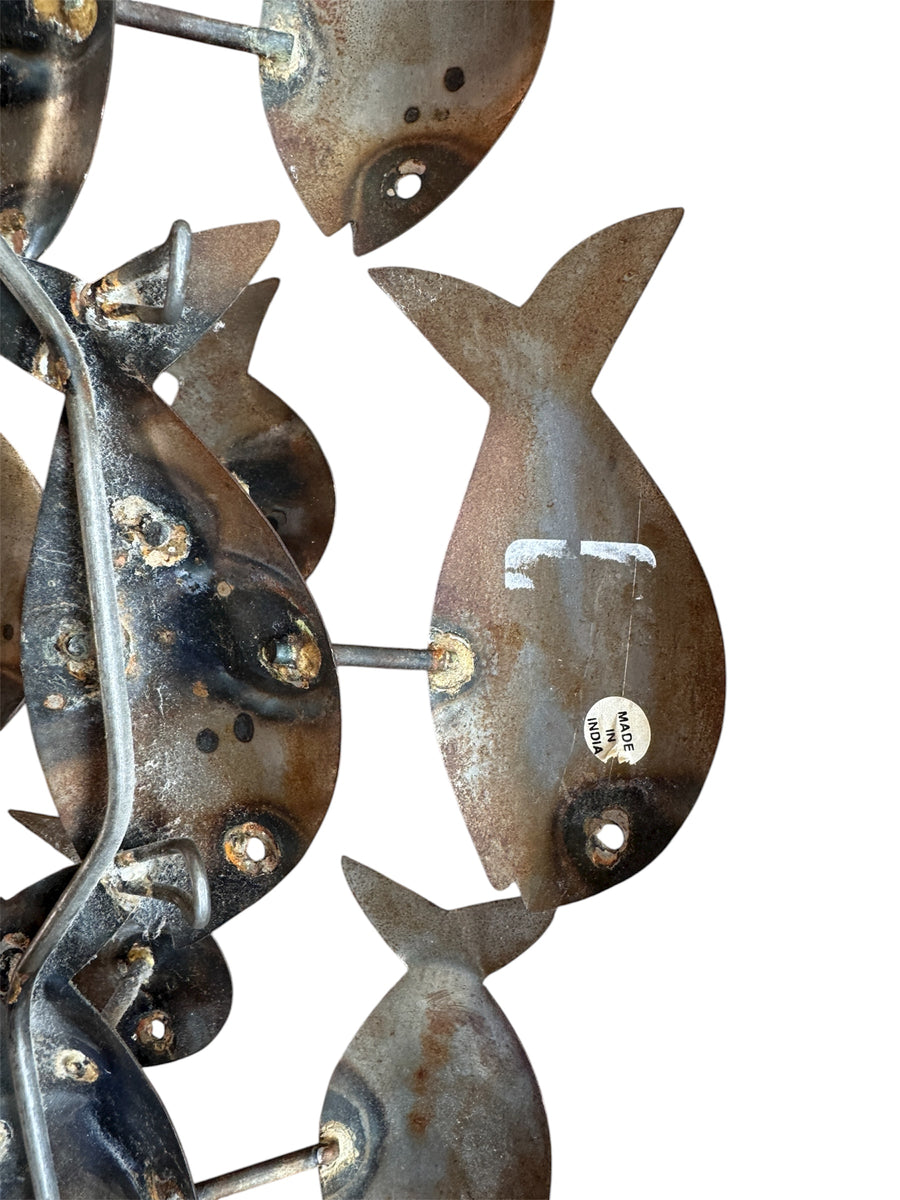 Midcentury School of Fish Metal Wall Art Brutalist Sculpture
