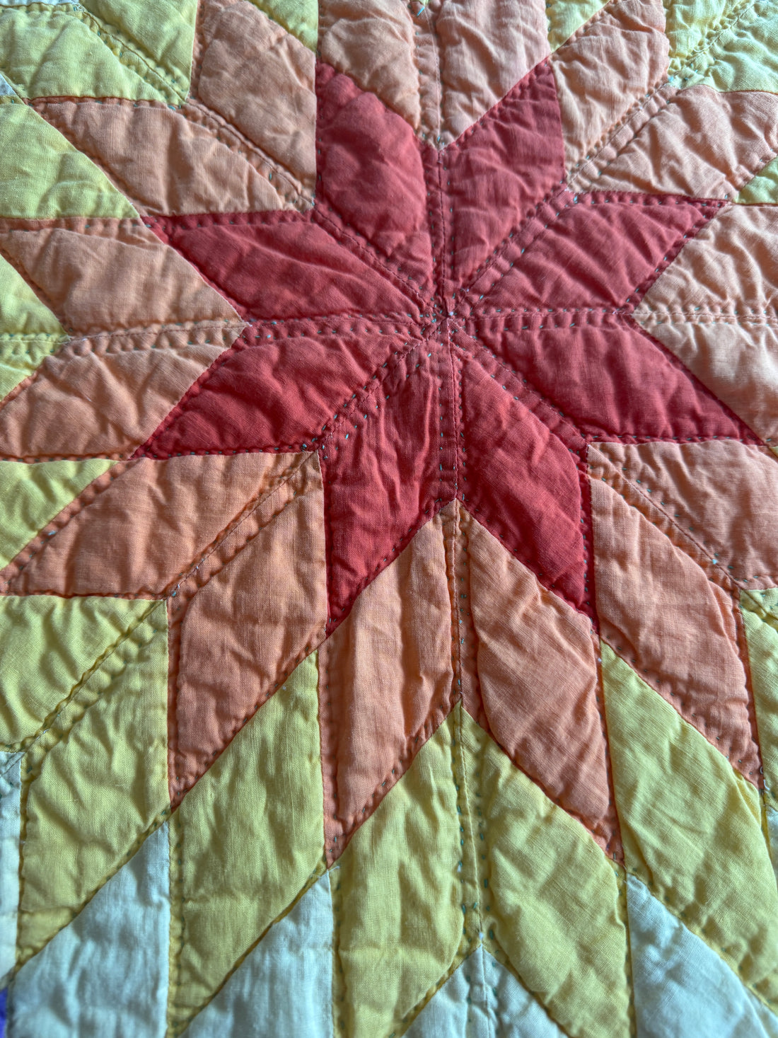 Hand Stitched Patchwork Quilt Colorful Antique Vintage