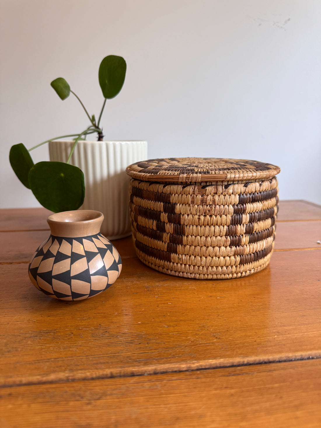 Native Basket and Clay Pot Ceramic Vase Sold Separately