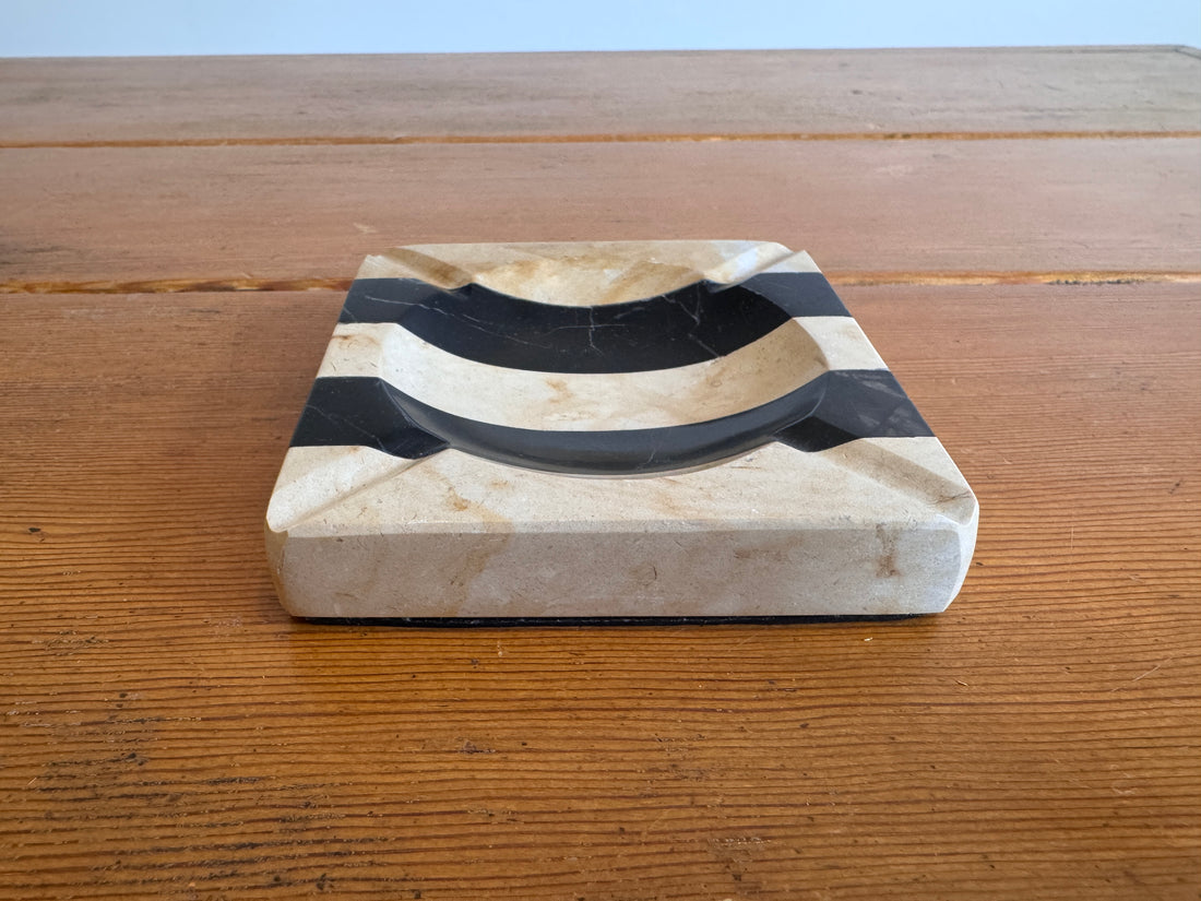 Stone Black and White Stripe Ashtray