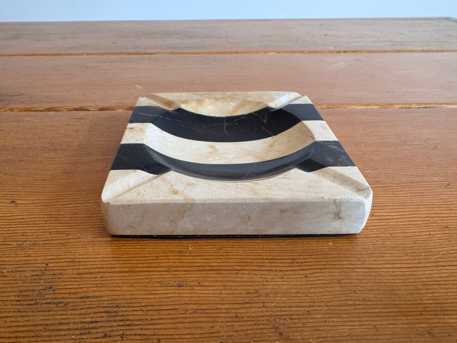 Stone Black and White Stripe Ashtray