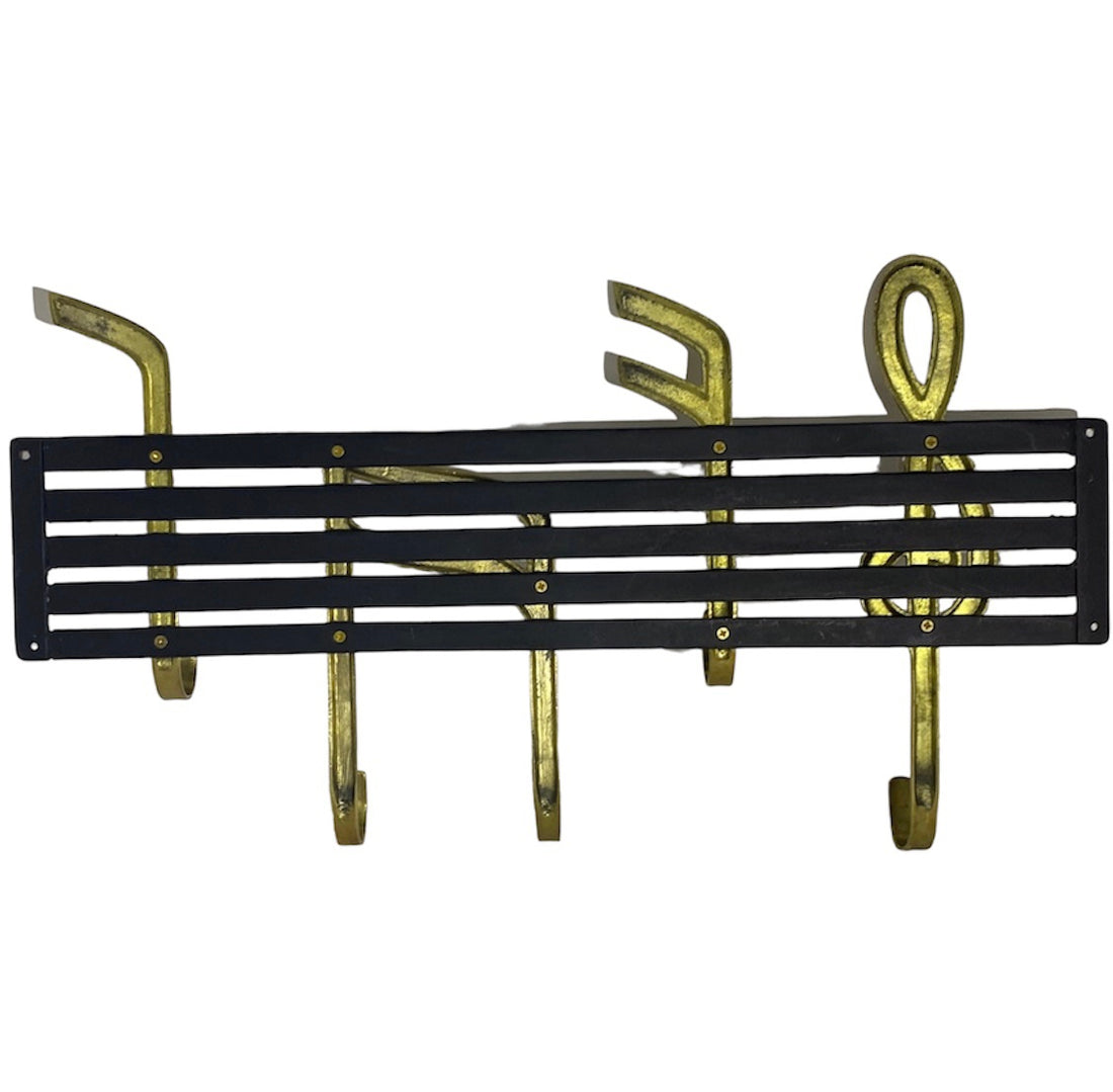 Music Note Wall Hooks Vintage Coat rack towel hooks Brass and Cast Iron