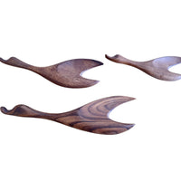 Mid-Century Set of Three Teak Wood Minimalist Bird Hanging Wall Art