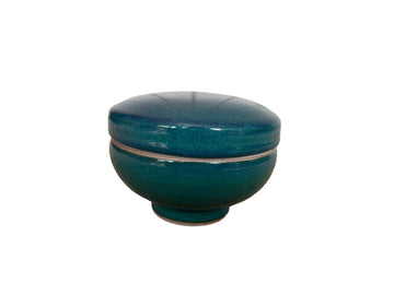 Studio Pottery Ceramic Storage Jar Box Canister with Lid in Blue and Green