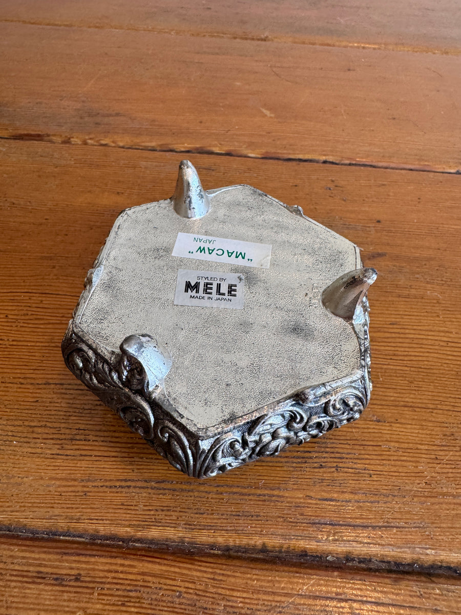 Trinket Box Mele Parrot Tile and Metal Vintage Jewelry Box