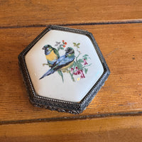 Trinket Box Mele Parrot Tile and Metal Vintage Jewelry Box