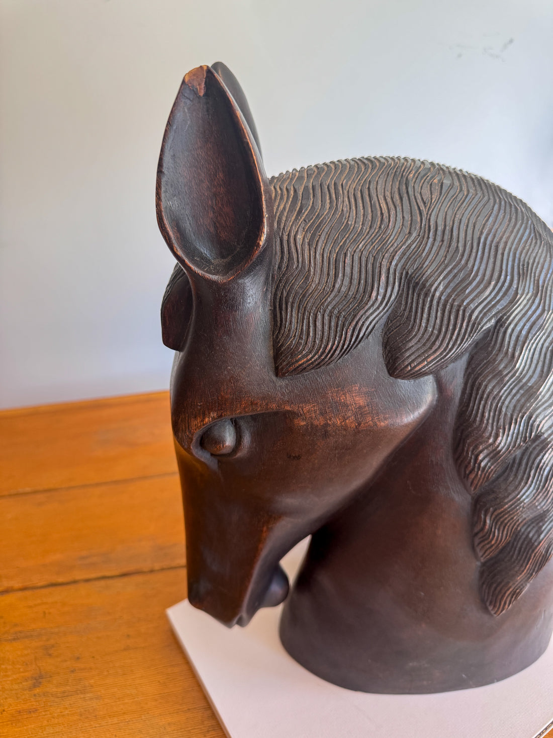 Large Carved Wood Horse Sculpture