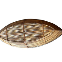 Vintage Bamboo Woven Basket with Brass Edges