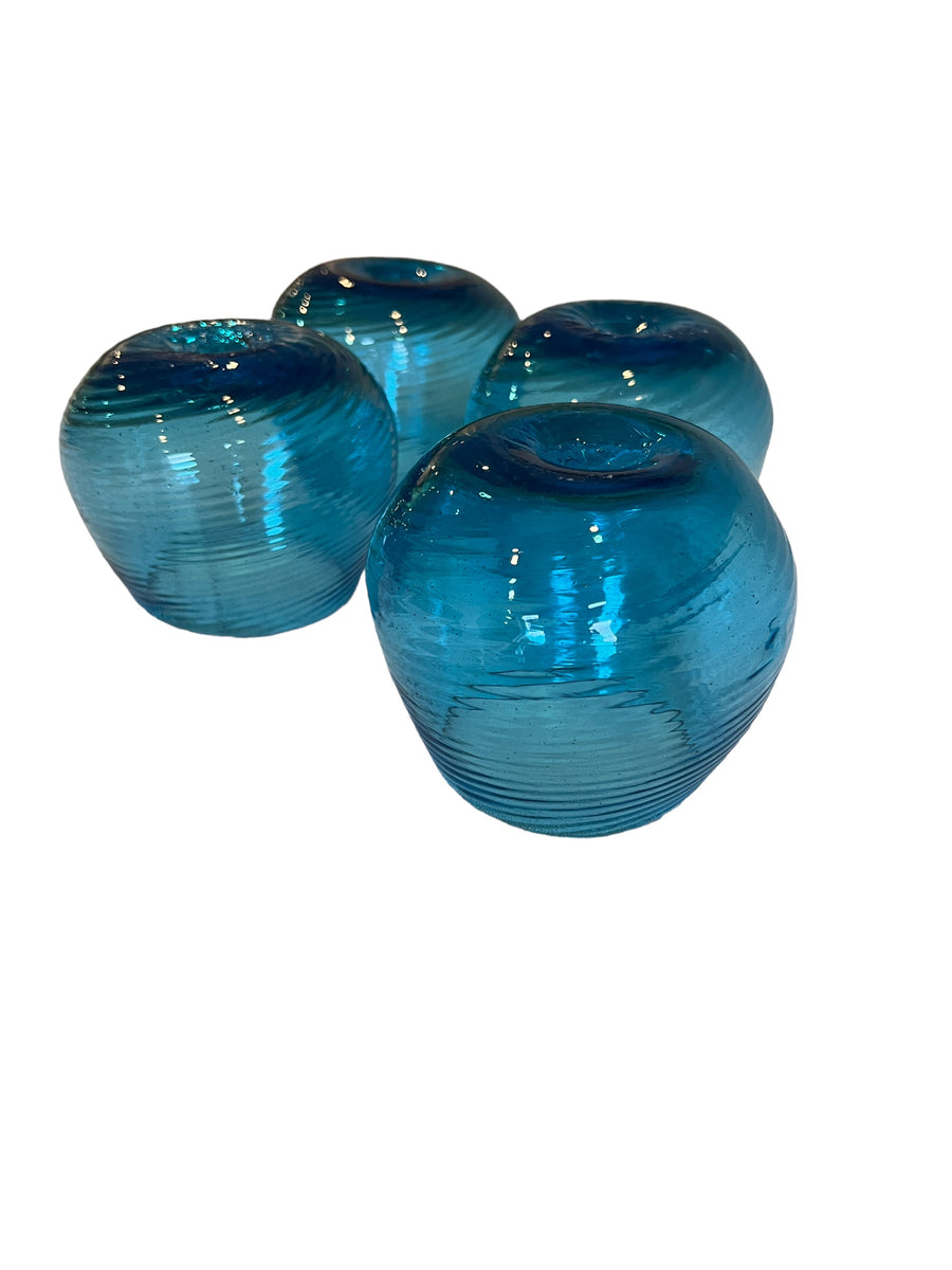 Hand Blown Blue Swirl Wine Cocktail Glasses