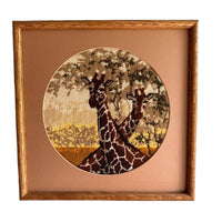 Vintage Framed Giraffe Needlepoint