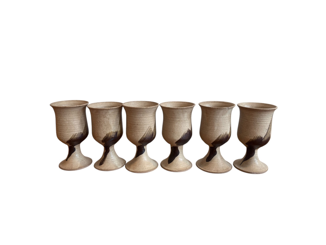 Set of Six 6 Hand Spun Ceramic Glasses