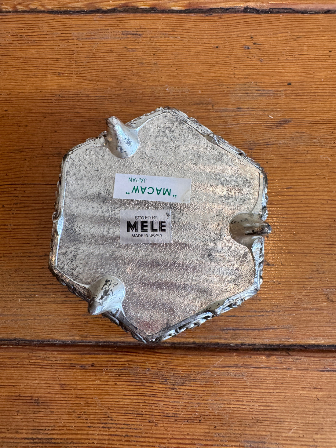 Trinket Box Mele Parrot Tile and Metal Vintage Jewelry Box