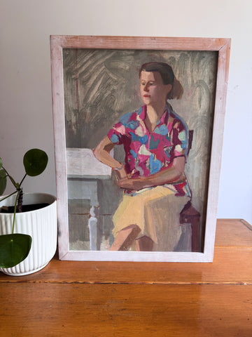 Framed Portrait of a Person Original Art Vintage