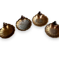 Vintage Scalloped Brass Trays with Snails and Nub feet India