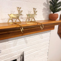 Brass Reindeer Stocking Holder Hooks Set of 2