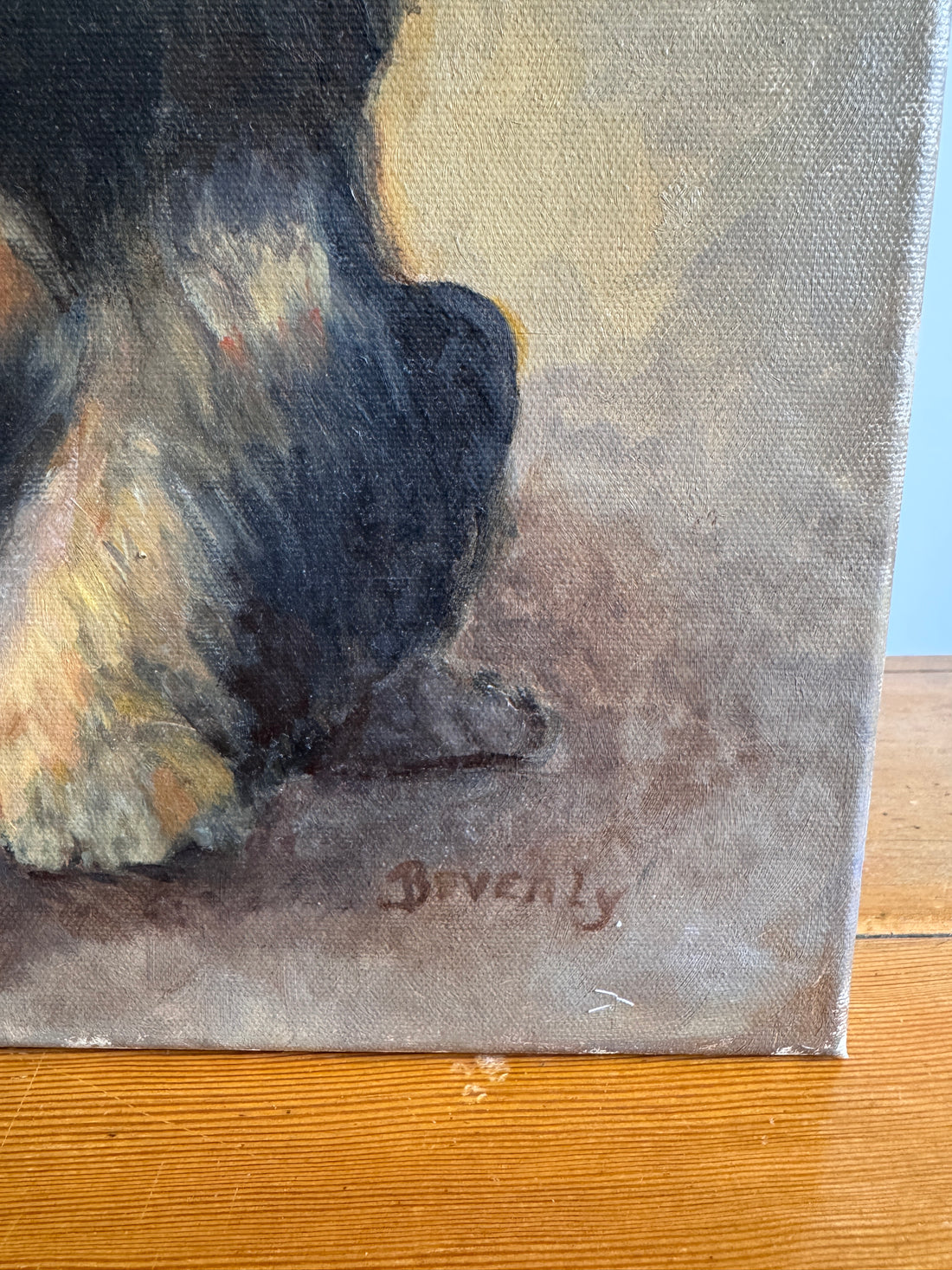 Scottie Puppy Painting Original Vintage On canvas 