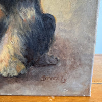 Scottie Puppy Painting Original Vintage On canvas 