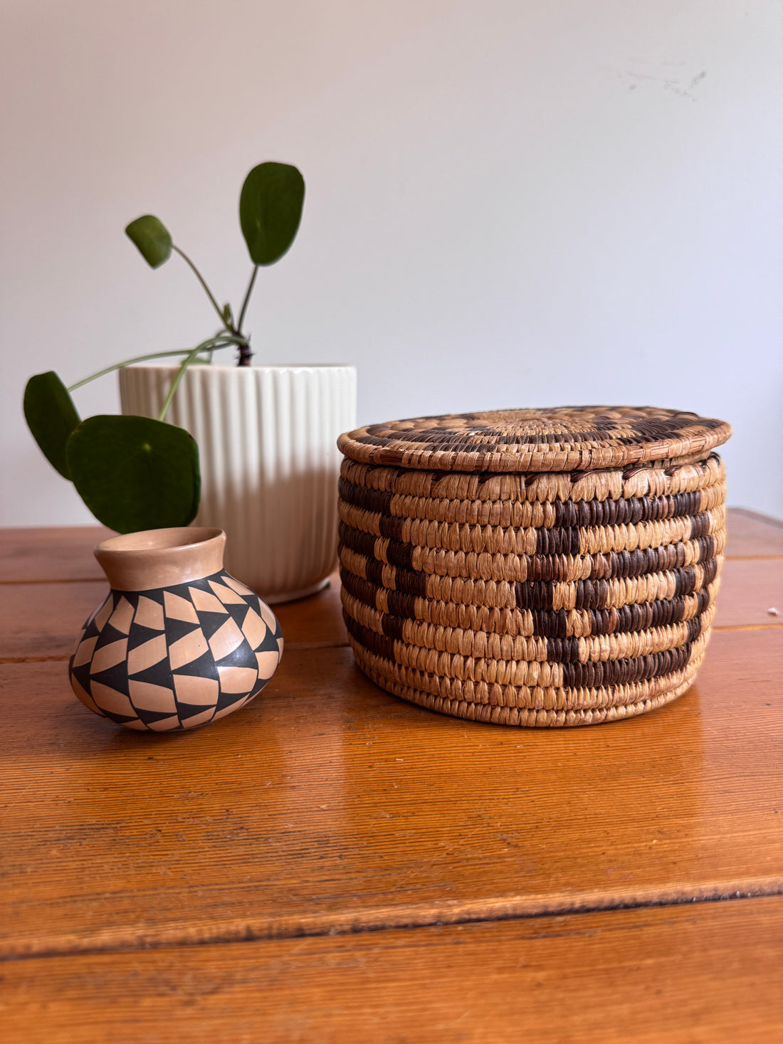 Native Basket and Clay Pot Ceramic Vase Sold Separately