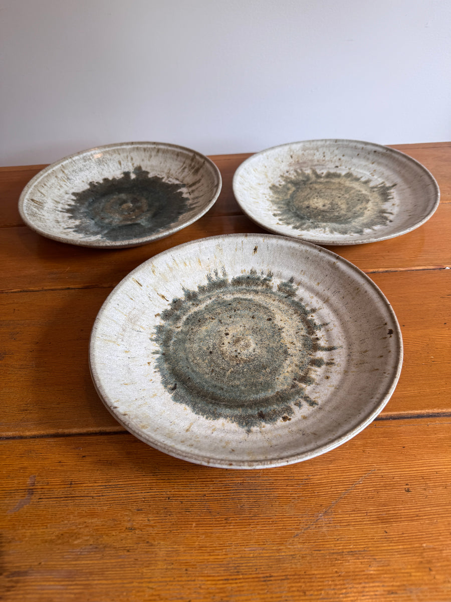Ceramic Dinner Plates Studio Pottery Vintage 