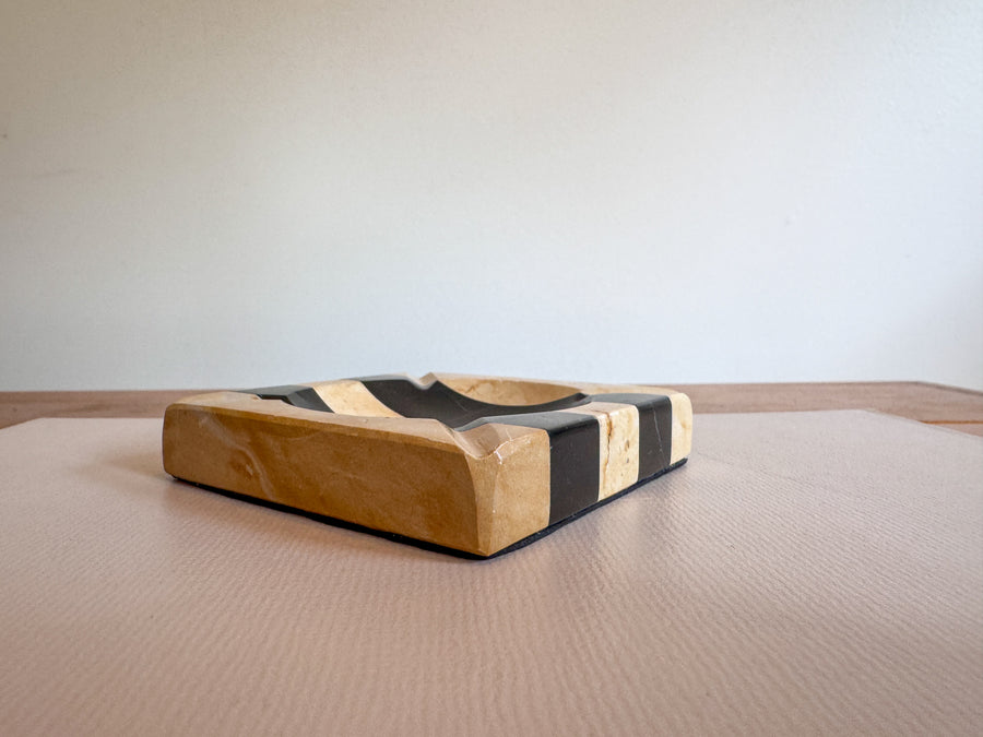 Stone Black and White Stripe Ashtray