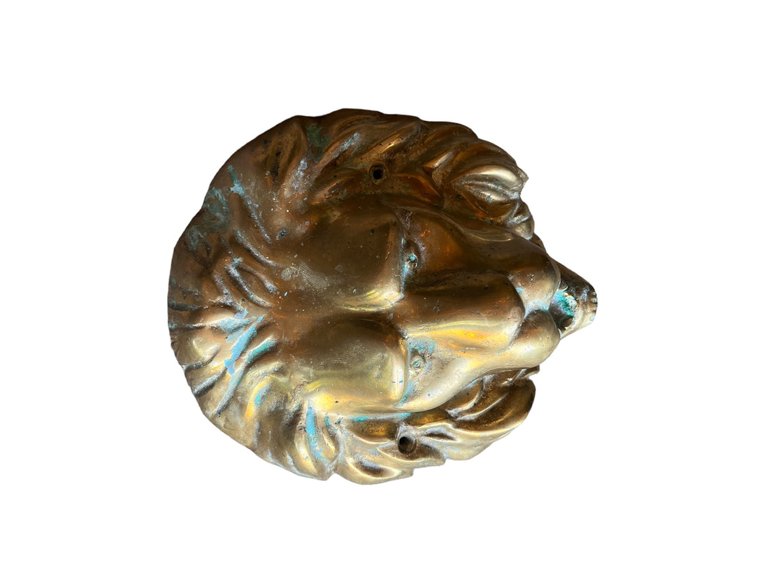 Large Brass European Lion Head Wall Mounted