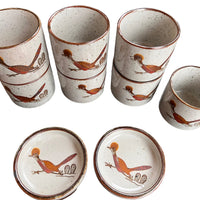 Roadrunner Tea Set Japan - Tea Pot, 2 cup coasters, 7 handless cups