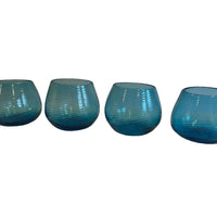 Hand Blown Blue Swirl Wine Cocktail Glasses