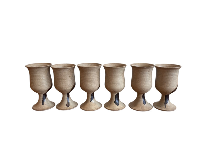 Set of Six 6 Hand Spun Ceramic Glasses