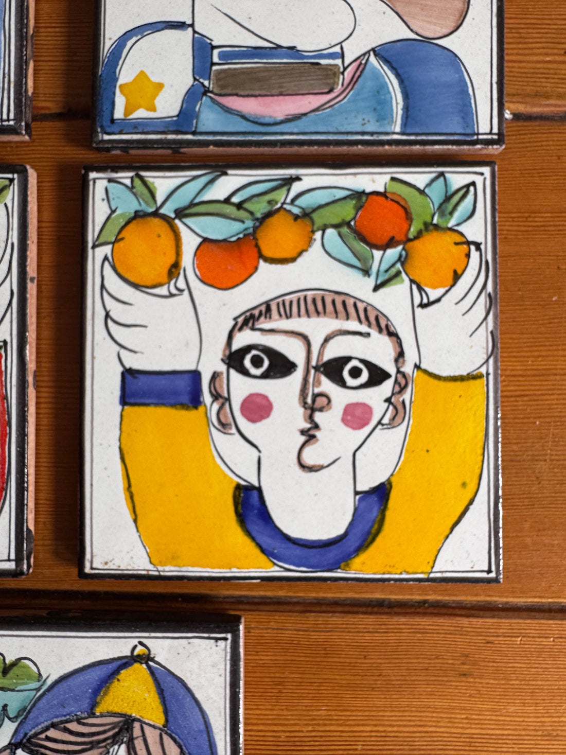 Giovanni DeSimone Ceramic Tiles Hand Painted Vintage 1960's Wall Art