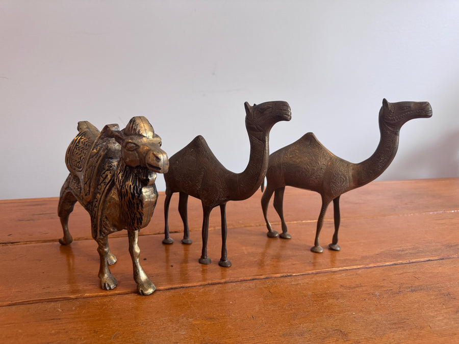 Etched Brass Camel Figures Vintage