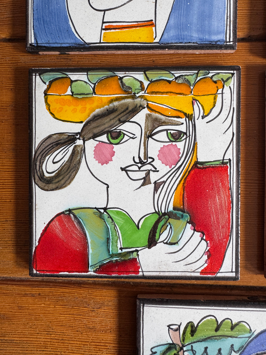 Giovanni DeSimone Ceramic Tiles Hand Painted Vintage 1960's Wall Art