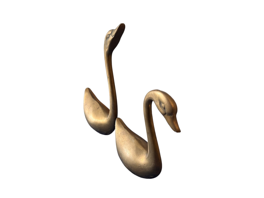 Set of 2 Brass Swans