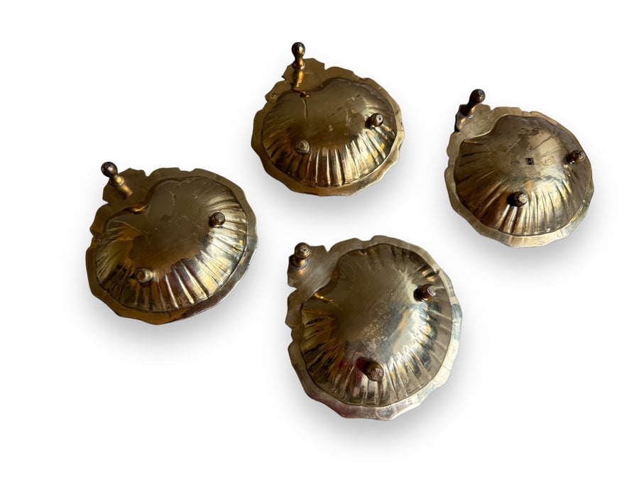 Vintage Scalloped Brass Trays with Snails and Nub feet India