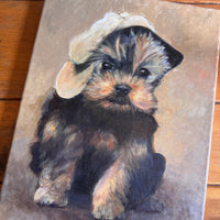 Scottie Puppy Painting Original Vintage On canvas 