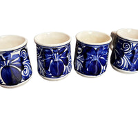  Blue painted Mexican Ceramic Mugs