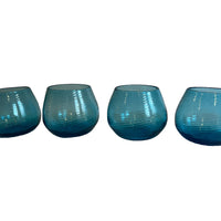 Hand Blown Blue Swirl Wine Cocktail Glasses