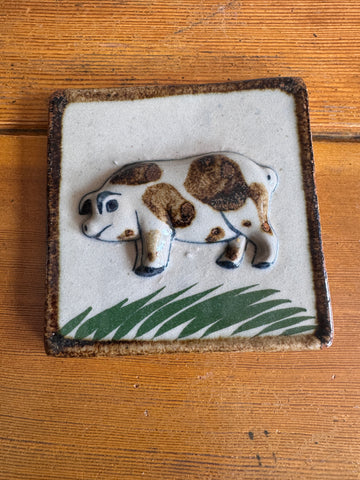 Tonala Ceramic Tile Folklore Pig Wall Art