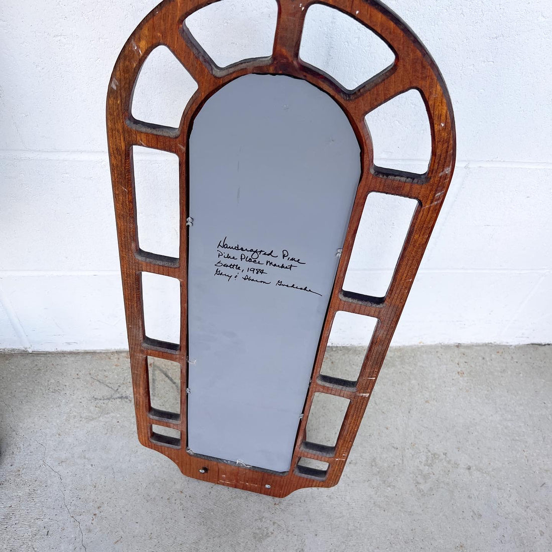1980s Pine Wood Framed Mirror with Shelf