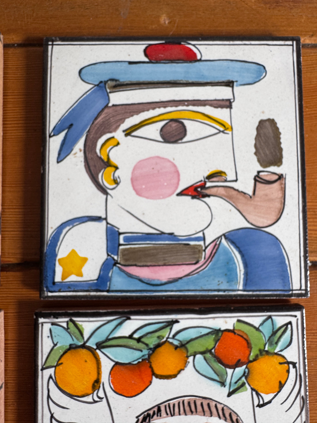 Giovanni DeSimone Ceramic Tiles Hand Painted Vintage 1960's Wall Art