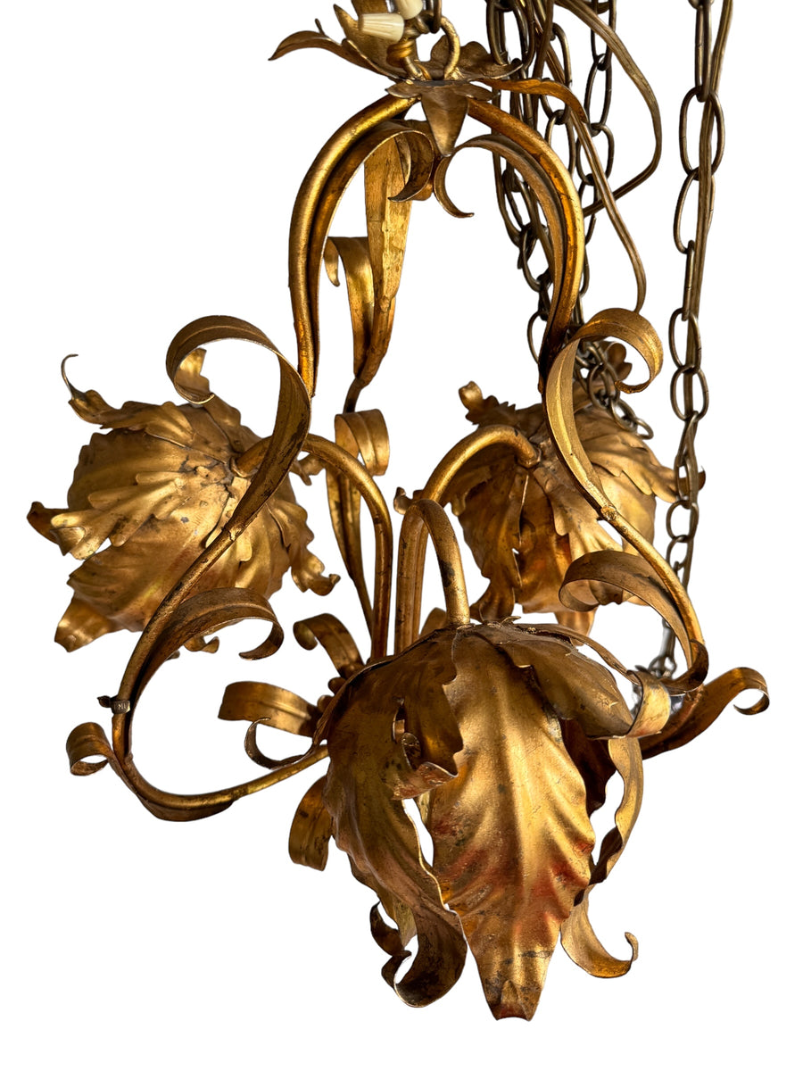 Italian gold Gilt Lotus Pendant Lamp Light