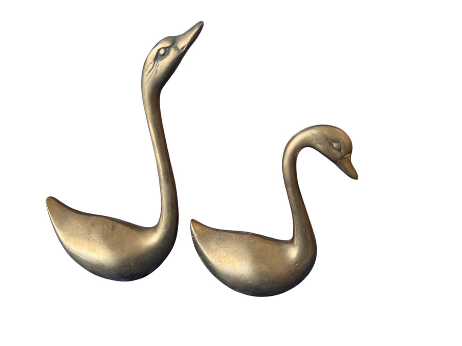 Set of 2 Brass Swans