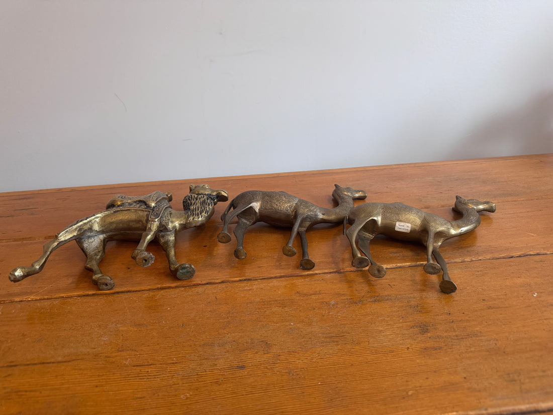 Etched Brass Camel Figures Vintage