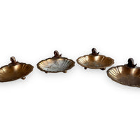 Vintage Scalloped Brass Trays with Snails and Nub feet India