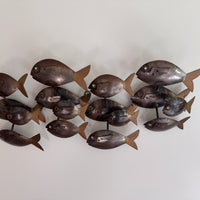 Midcentury School of Fish Metal Wall Art Brutalist Sculpture