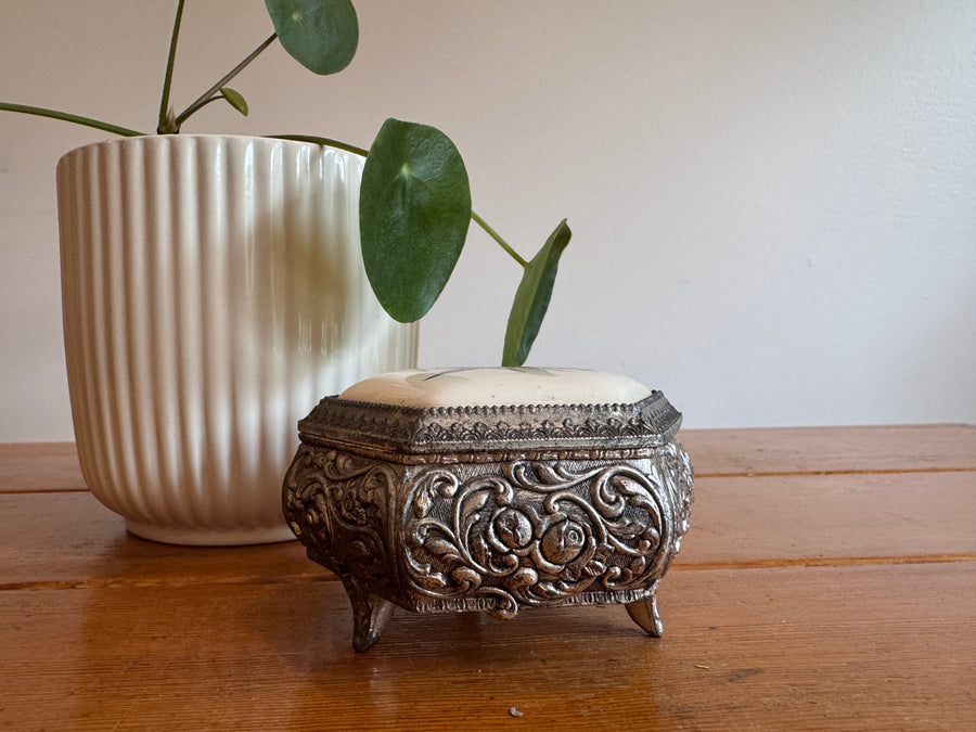 Trinket Box Mele Parrot Tile and Metal Vintage Jewelry Box