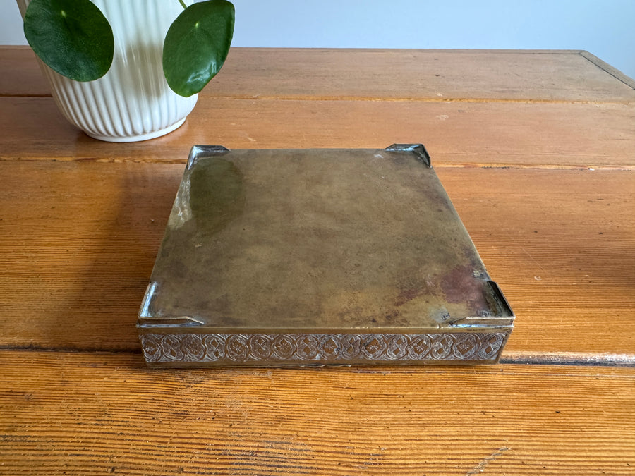 Brass Box vintage etched with Human Figures